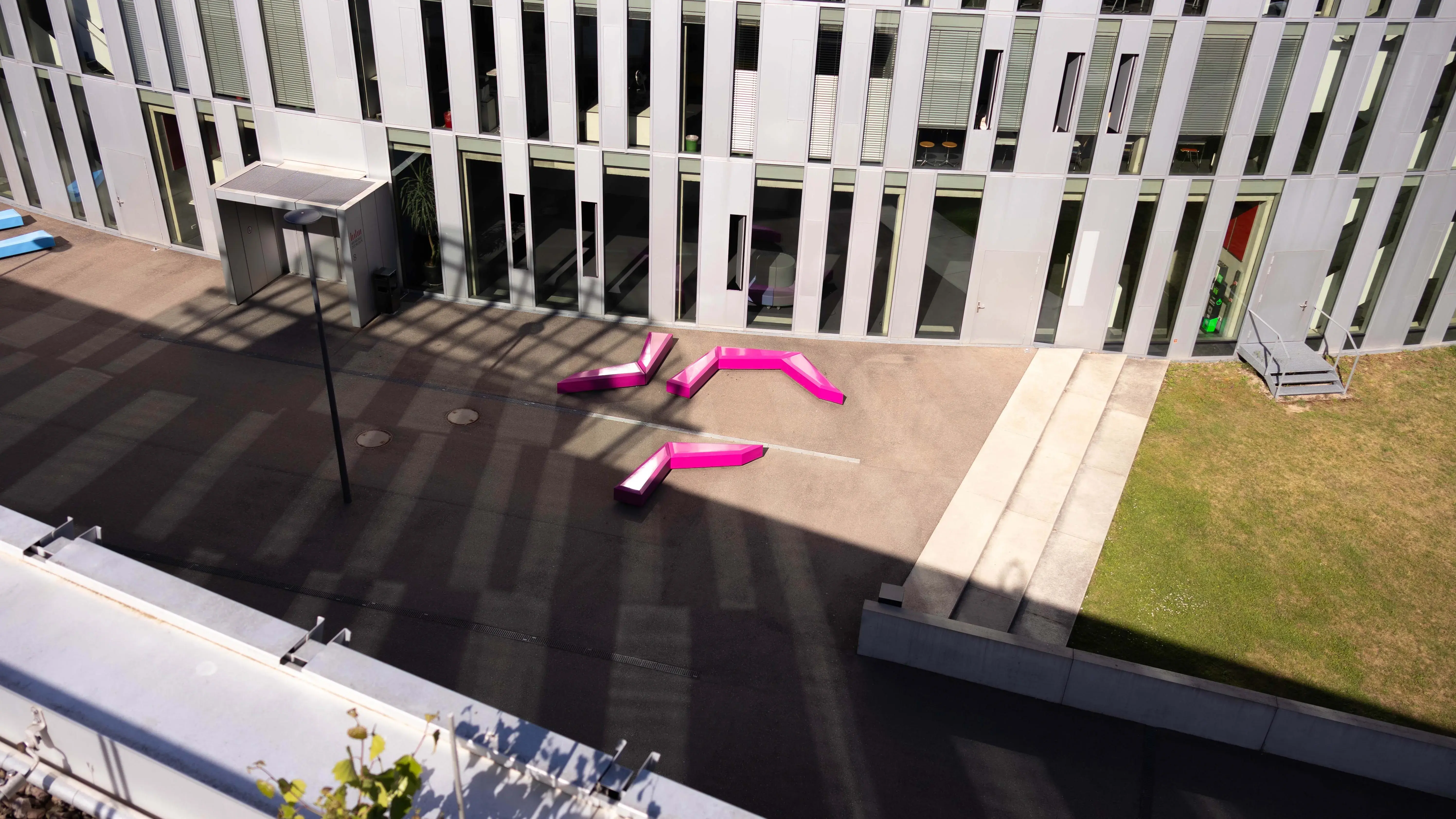 View from above of the Media University campus and the adjacent building called Zitronenschnitz.