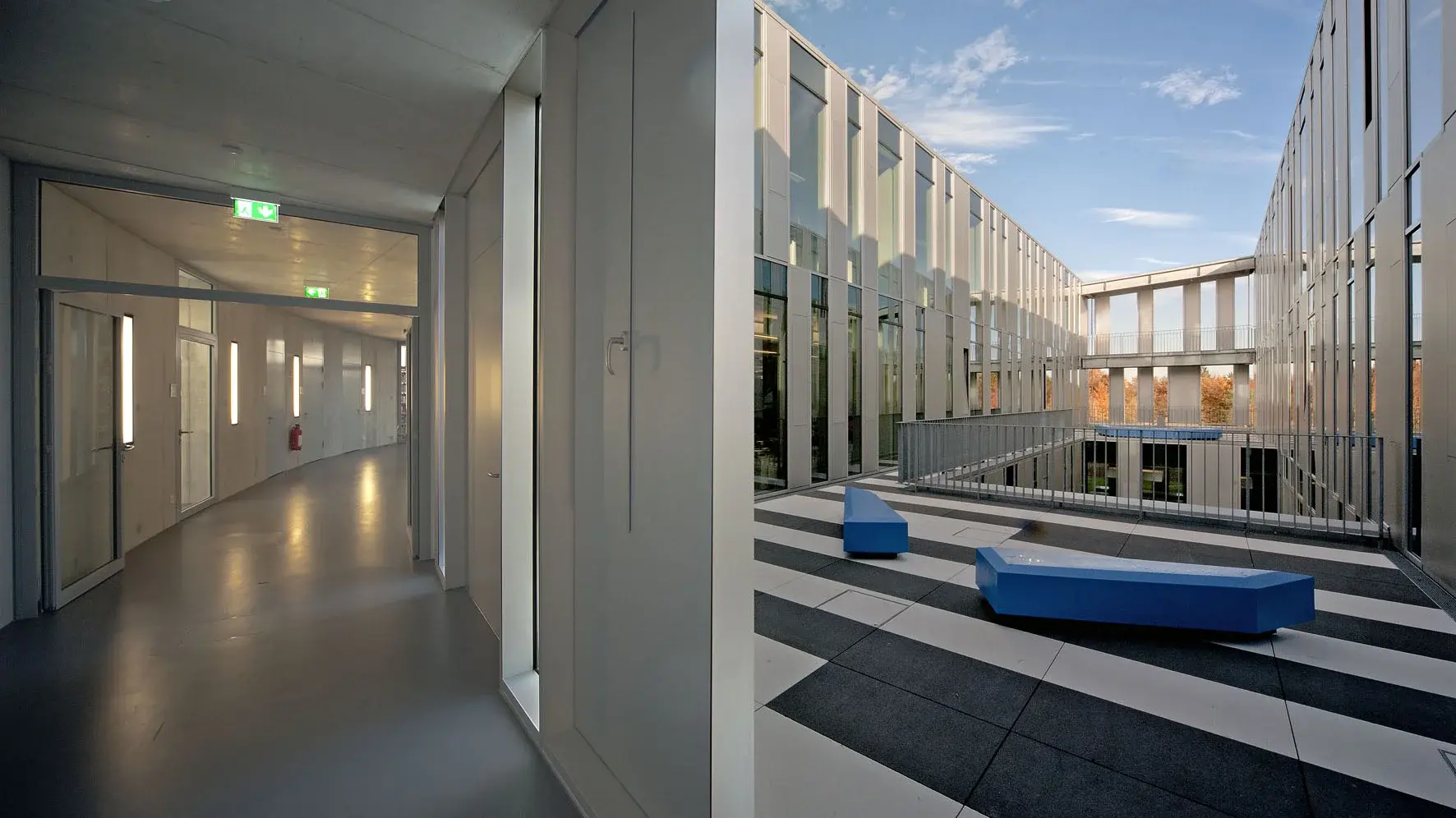 Der Innenhof des sogenannten Zitonenschnitz, ein Nebengebäude der Hochschule der Medien.