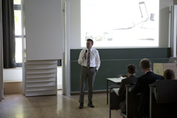 Martin Schöllhorn (Druckerei C.H. Beck) hält seine Keynote zum Thema Medienkonvergenz
